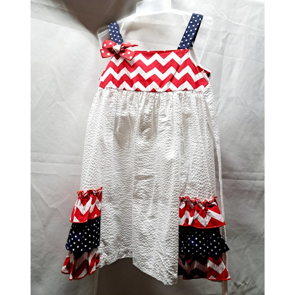 Rare Editions White Seersucker Red White Blue details Memorial Day July 4th 4